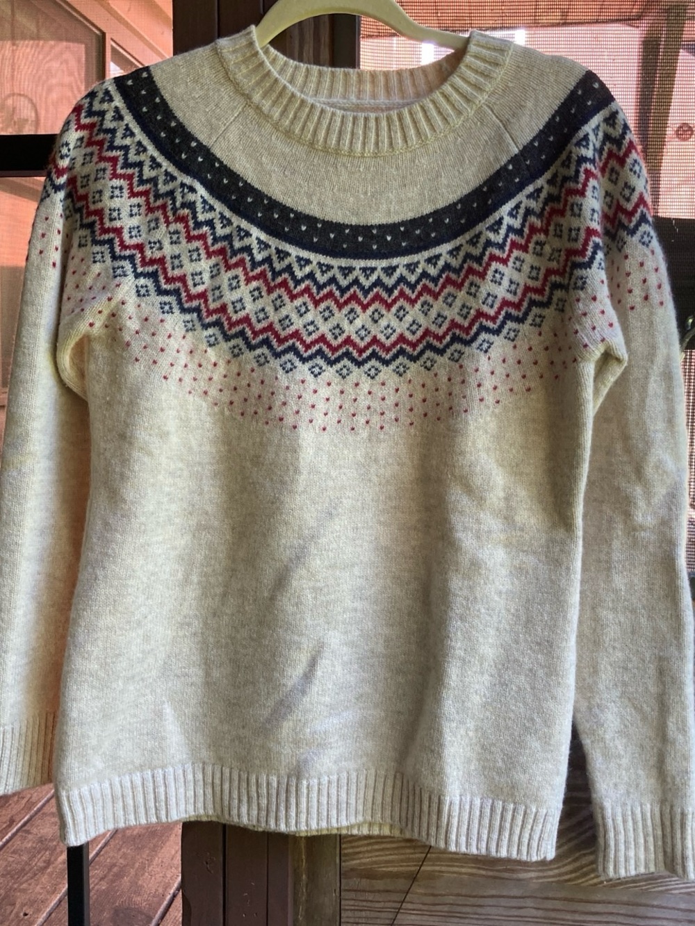 Duluth Trading Co Cream Nordic Wool Blend Sweater